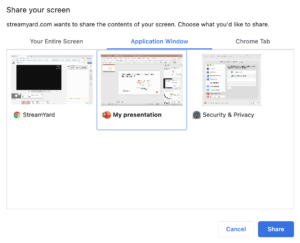 share powerpoint in streamyard